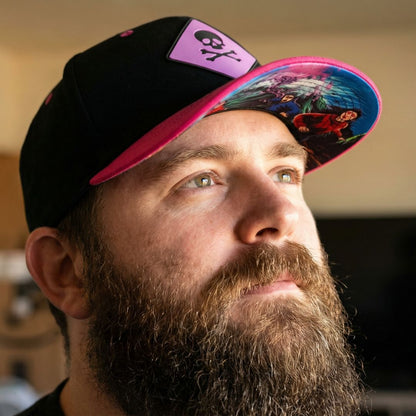 Purple Volcano Curved Cap - Black Fleece/Pink
