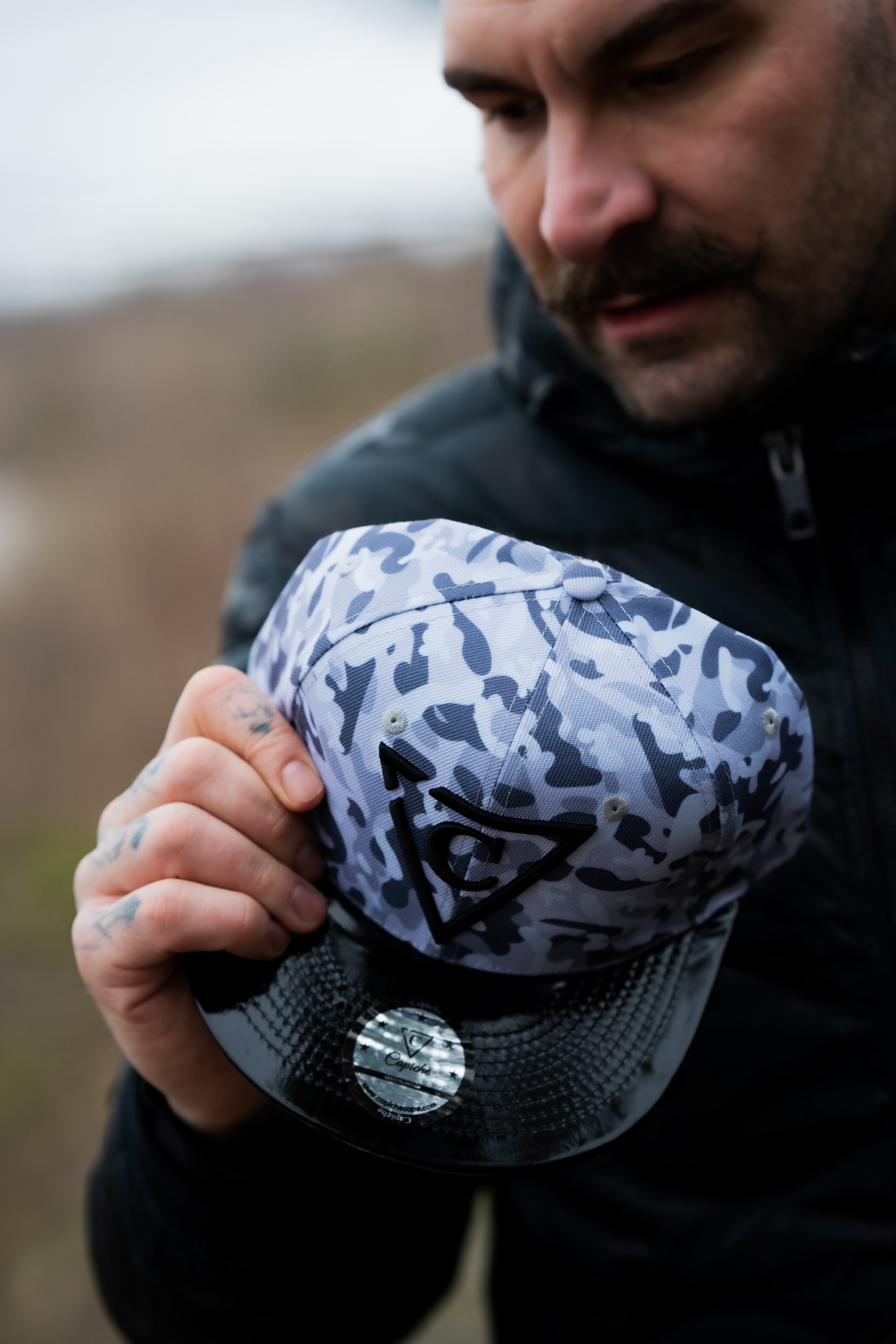 Grey Camo Snapback - Grey - Capiche Caps Black