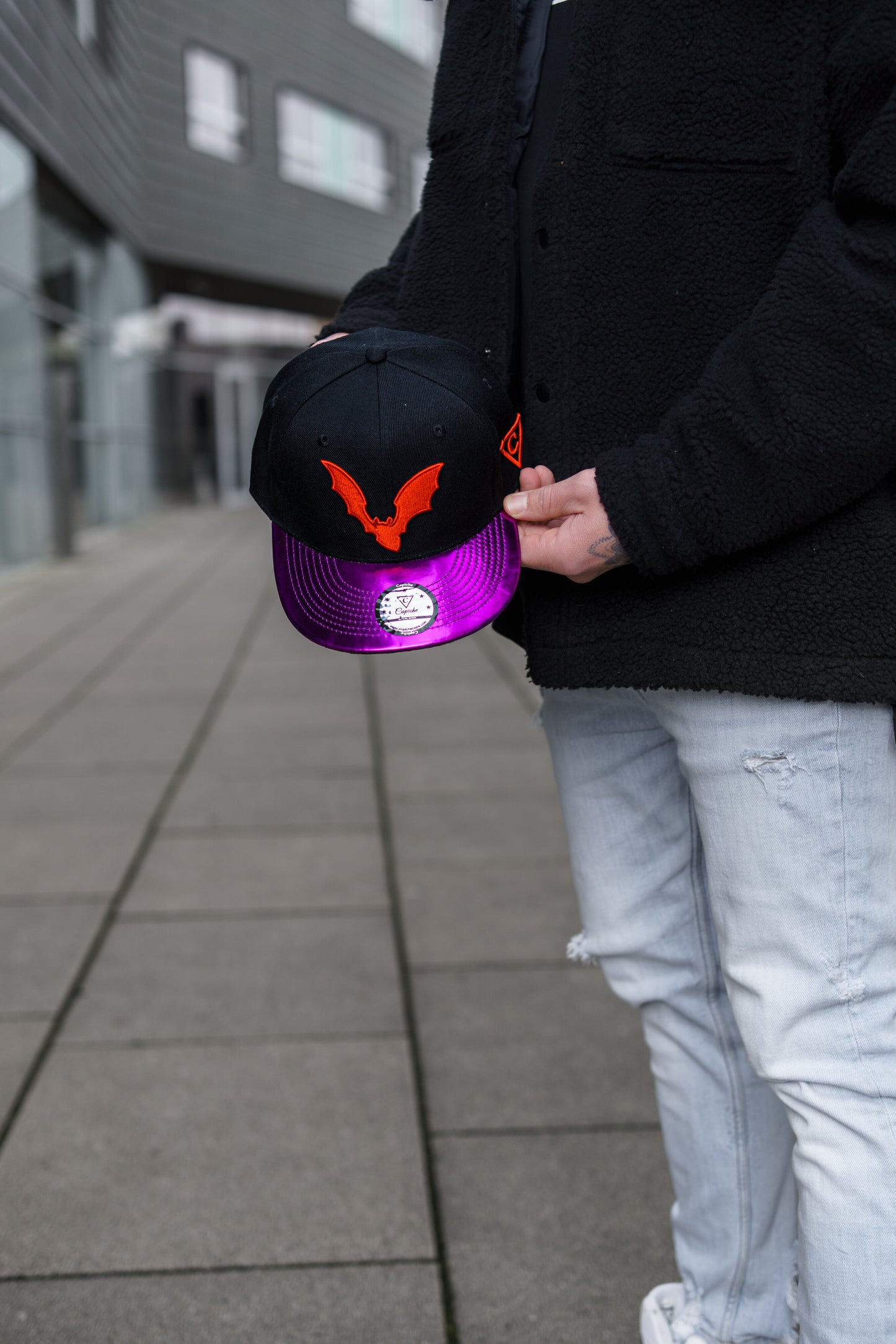 Vampire Snapback - Black/Purple Metallic - Capiche Caps Purple