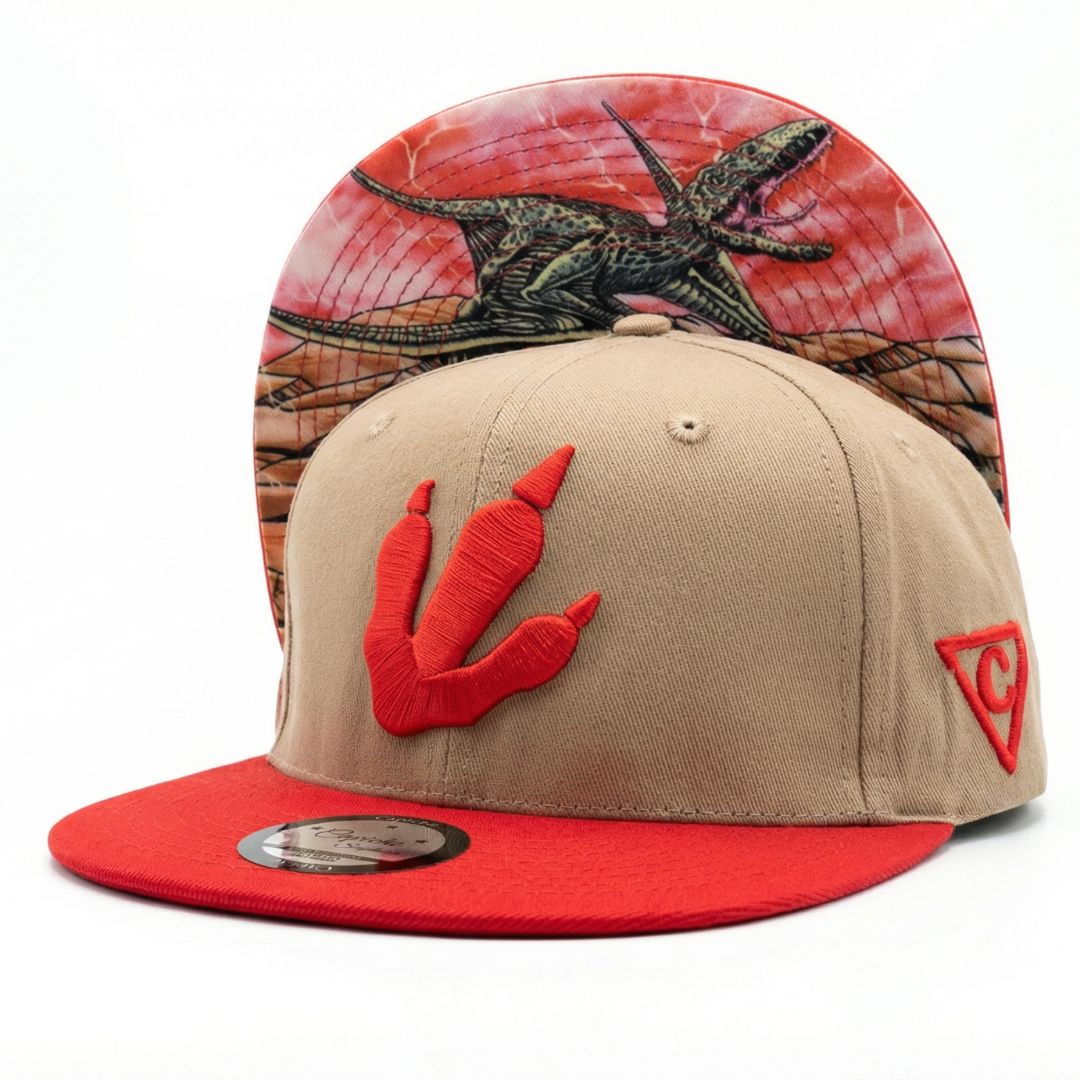 Dimorphodon Snapback - Beige/Red