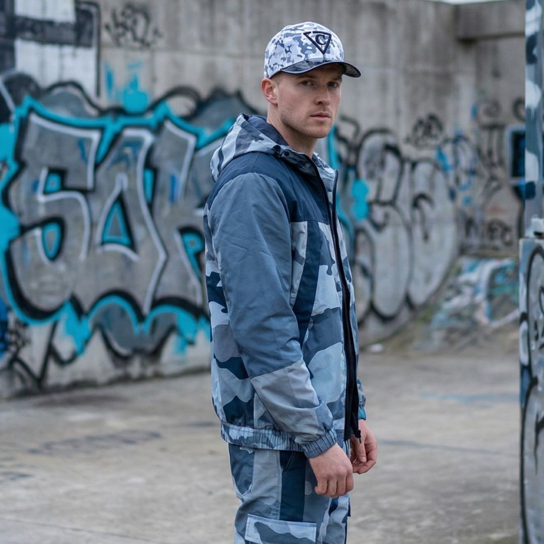Grey Camo Curved Baseball Cap - Grey