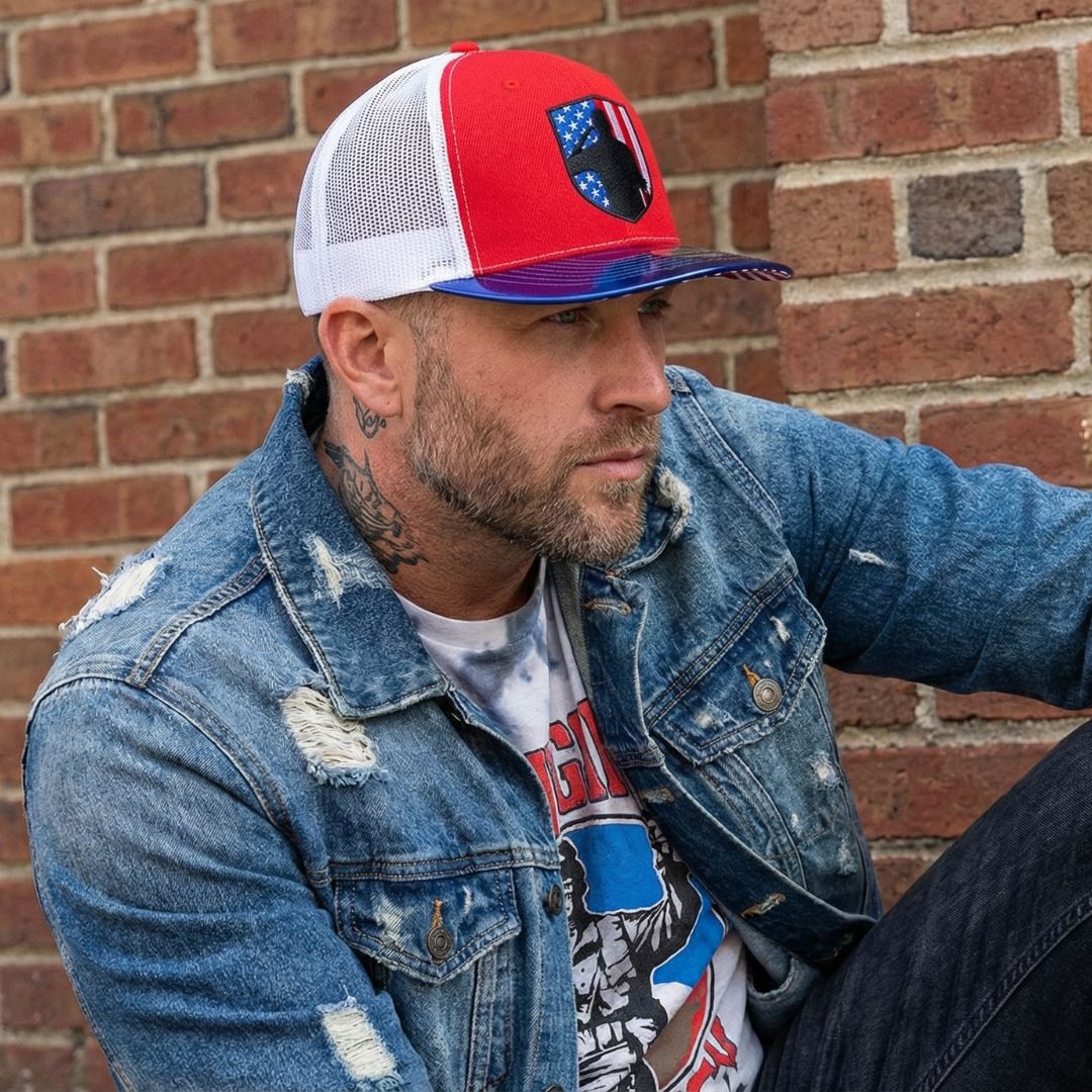 4. Juli Trucker Snapback - Rot/Blau Metallic