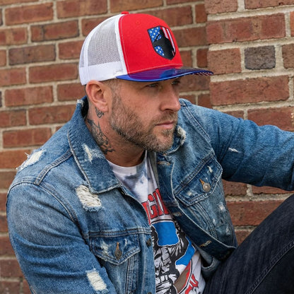 4. Juli Trucker Snapback - Rot/Blau Metallic