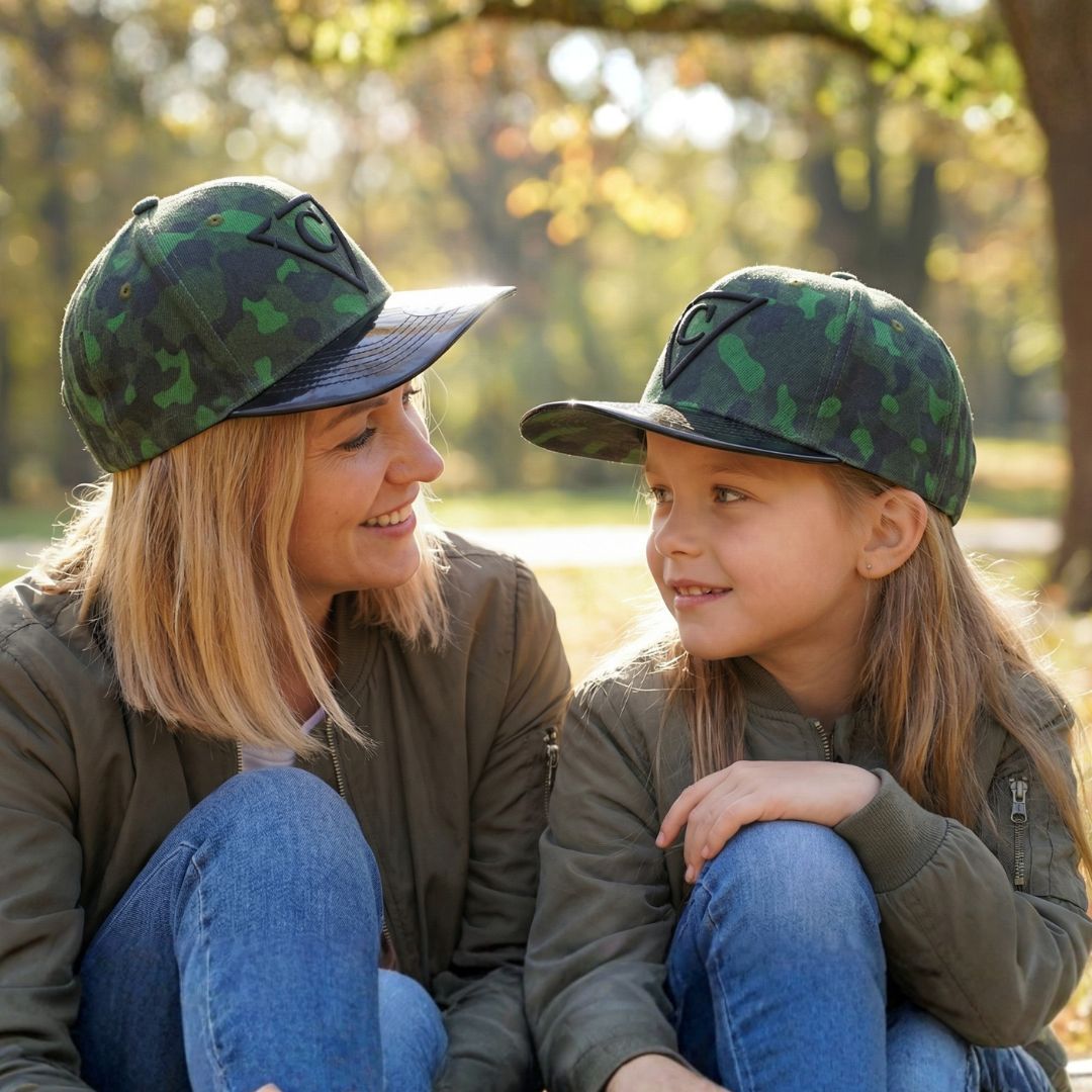 Cappellino baseball mimetico verde taglia bambino - Verde/Nero metallizzato
