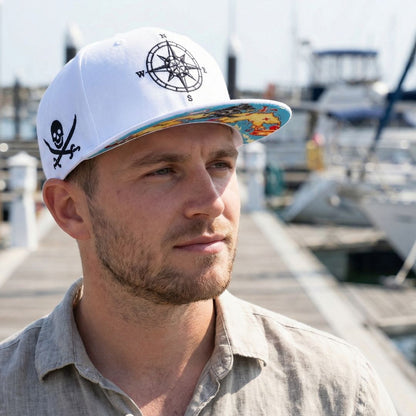 Treasure Map Snapback - White
