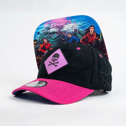 Purple Volcano Curved Cap - Black Fleece/Pink