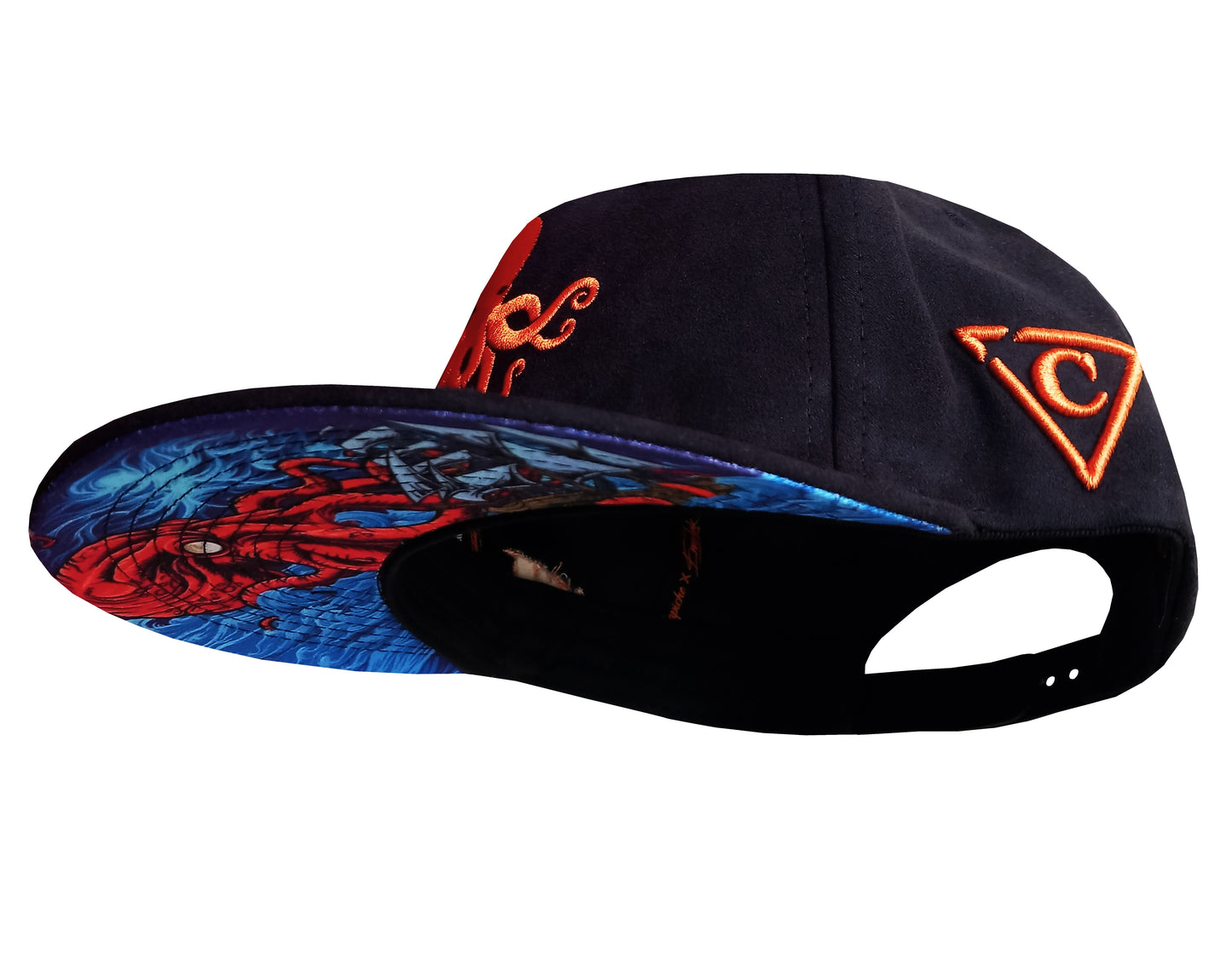 Enno_Ink x Capiche Collab Snapback Black Suede - Octopus - Capiche Caps Black