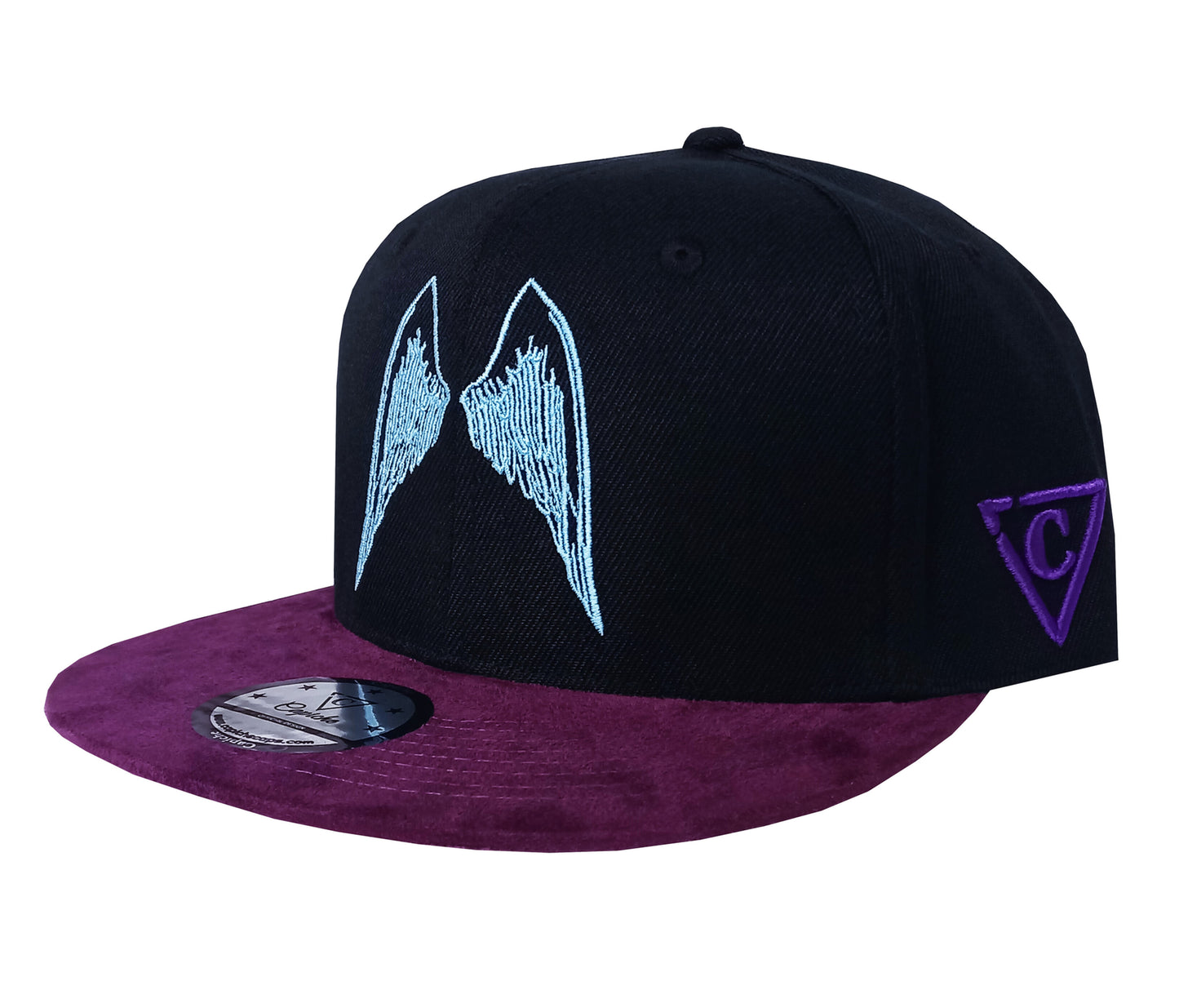 Angels of Death Snapback - Black/Purple Suede - Capiche Caps Purple