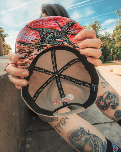 Dimorphodon Snapback - Beige/Red - Capiche Caps Pre-Historic