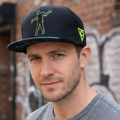 Zombie Apocalypse Snapback - Black/Dark Green Crackling Metallic