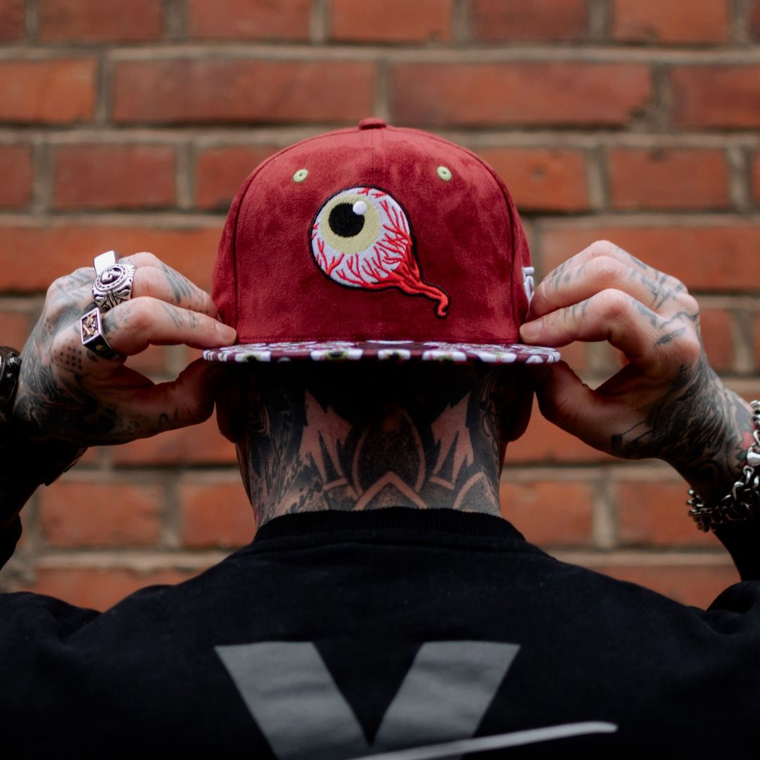 LIMITED EDITION Monster Vision Snapback - Red Suede with Eyes