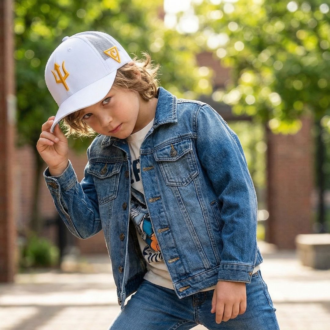 Cappellino trucker Pegasus taglia bambino - Bianco