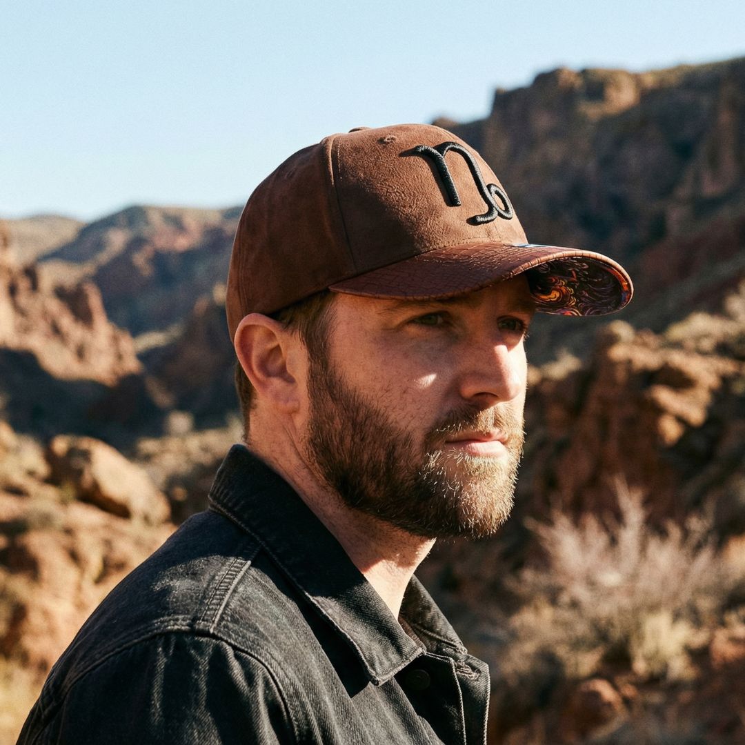 Casquette incurvée Zodiac Capricorne - Daim marron et cuir artificiel