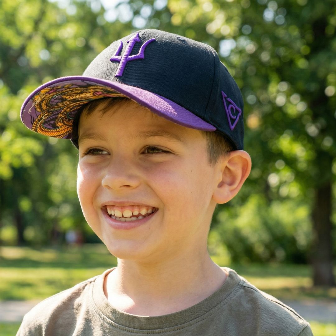 Hydra Curved Cap Kindergröße - Schwarz/Lila