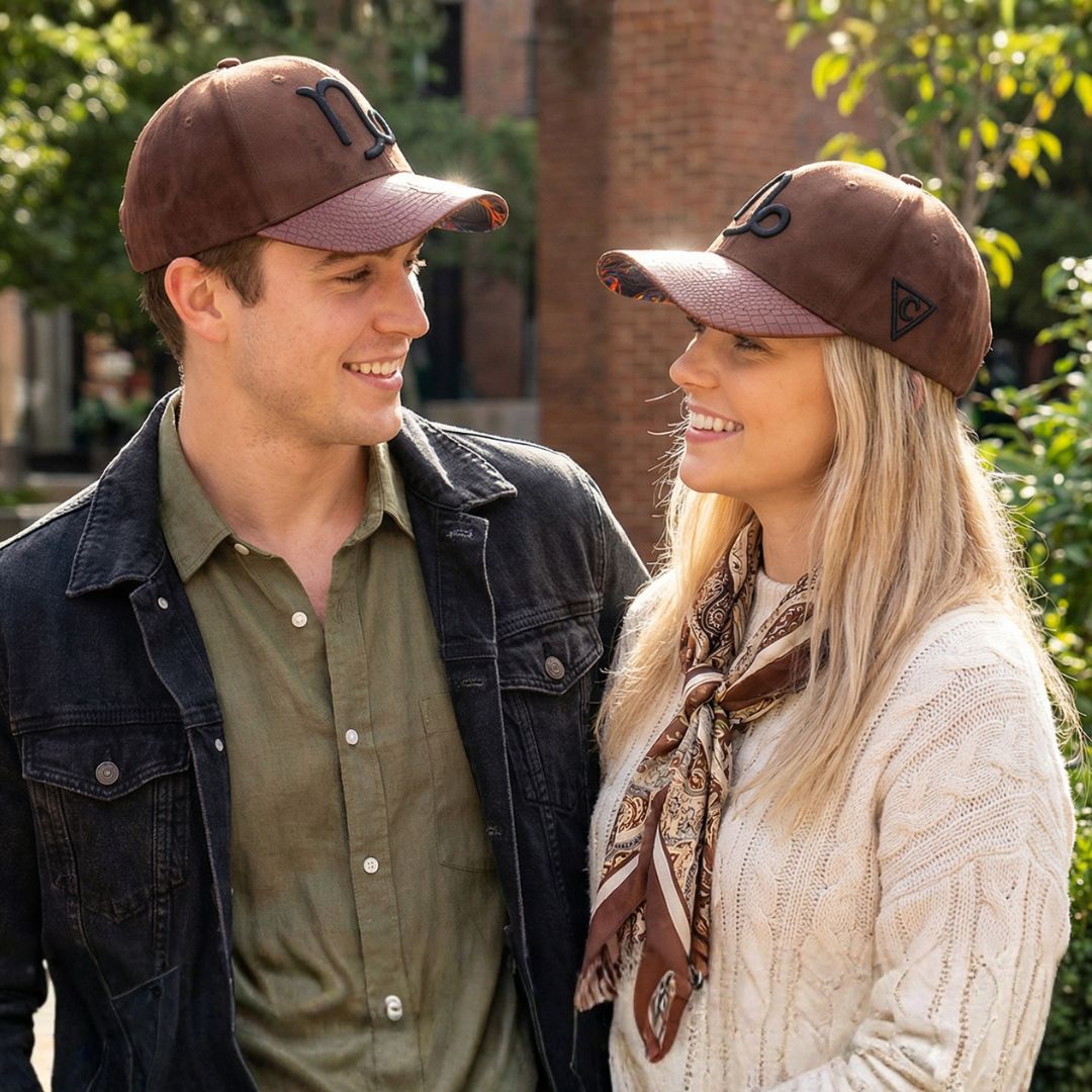 Casquette incurvée Zodiac Capricorne - Daim marron et cuir artificiel