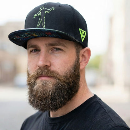 Zombie Apocalypse Snapback - Black/Dark Green Crackling Metallic