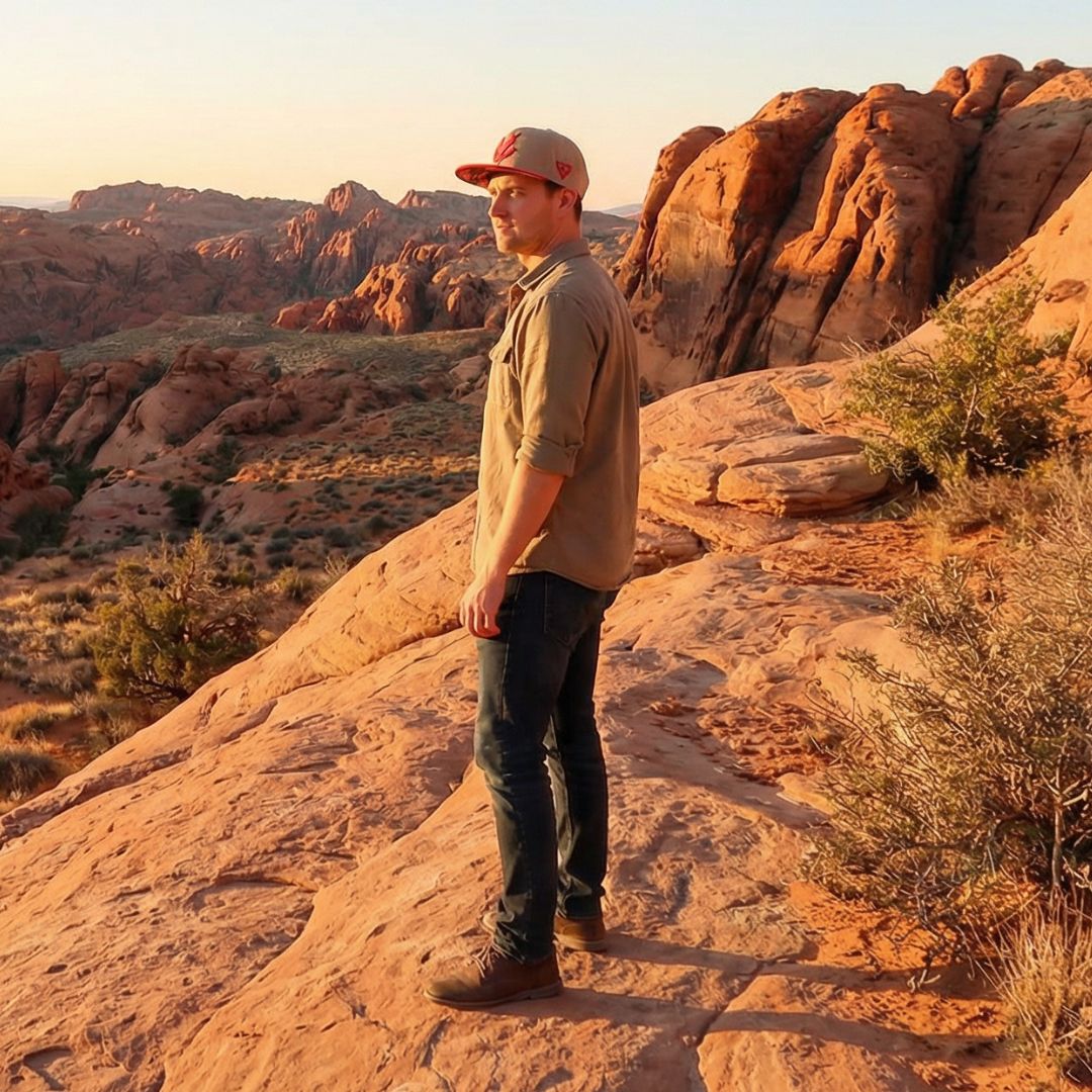 Dimorphodon Snapback - Beige/Red