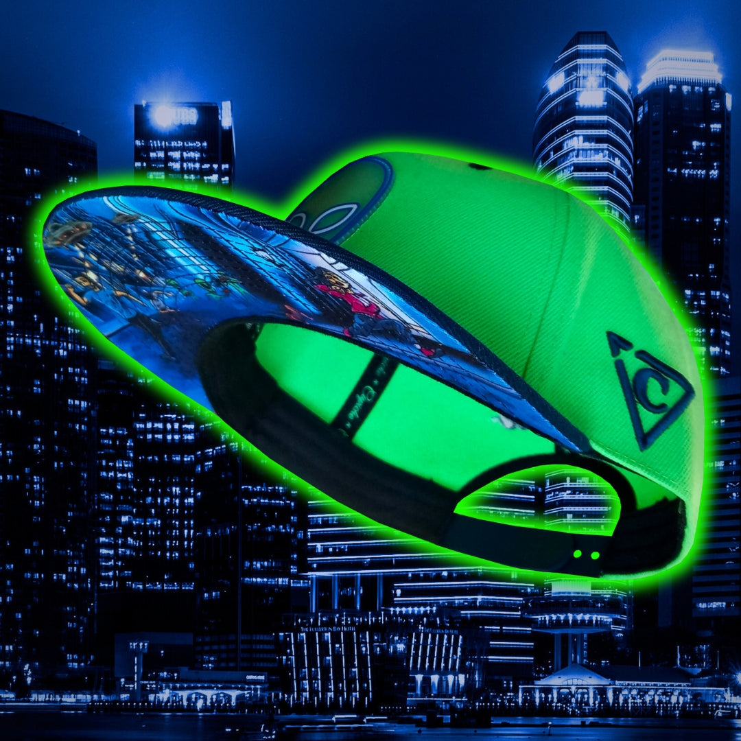 Alien Attack Snapback - Neon Green/Dark Blue