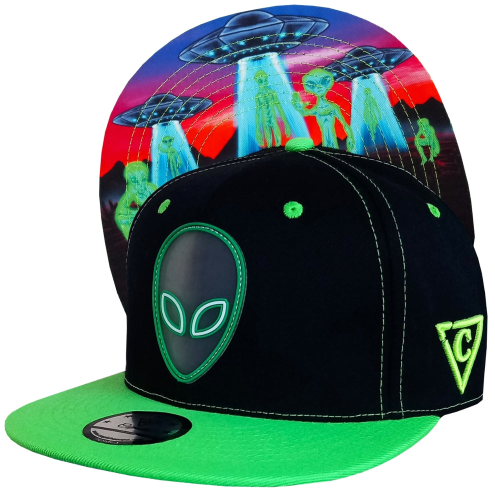 Alien Invasion Snapback - Black/Green | CAPICHE CAPS