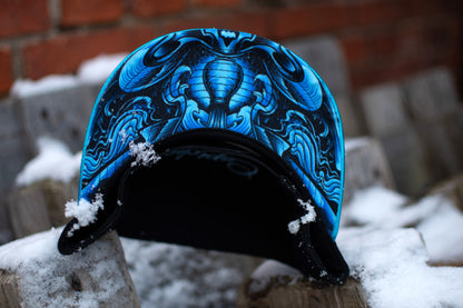 Aquarius Black Snapback Hat with Blue Metallic Brim Zodiac Sign from Capiche Caps