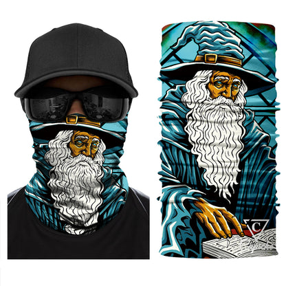 Lost Wizard Biker Mask - White/Blue