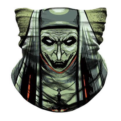 Cursed Nun Biker Mask - Grey/Green