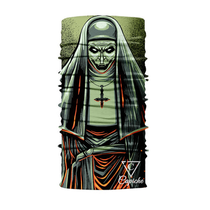 Cursed Nun Biker Mask - Grey/Green