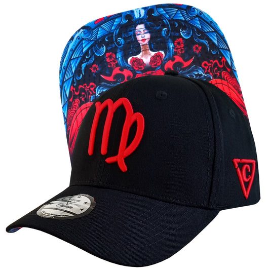 Zodiac Virgo Curved Cap - Black/Red - Capiche Caps Zodiac