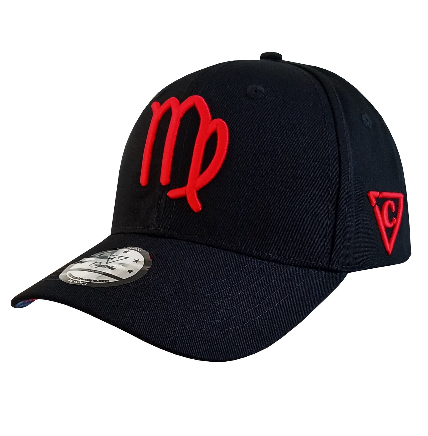 Zodiac Virgo Curved Cap - Black/Red - Capiche Caps Zodiac