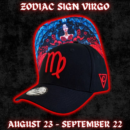 Zodiac Virgo Curved Cap - Black/Red - Capiche Caps Zodiac