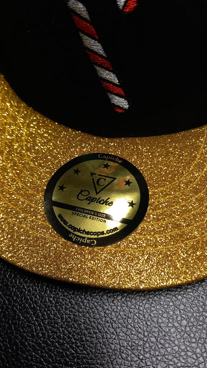 Black Kids Snapback with Gold Glitter Brim from Harry Potter Inspired Collection from Capiche Caps