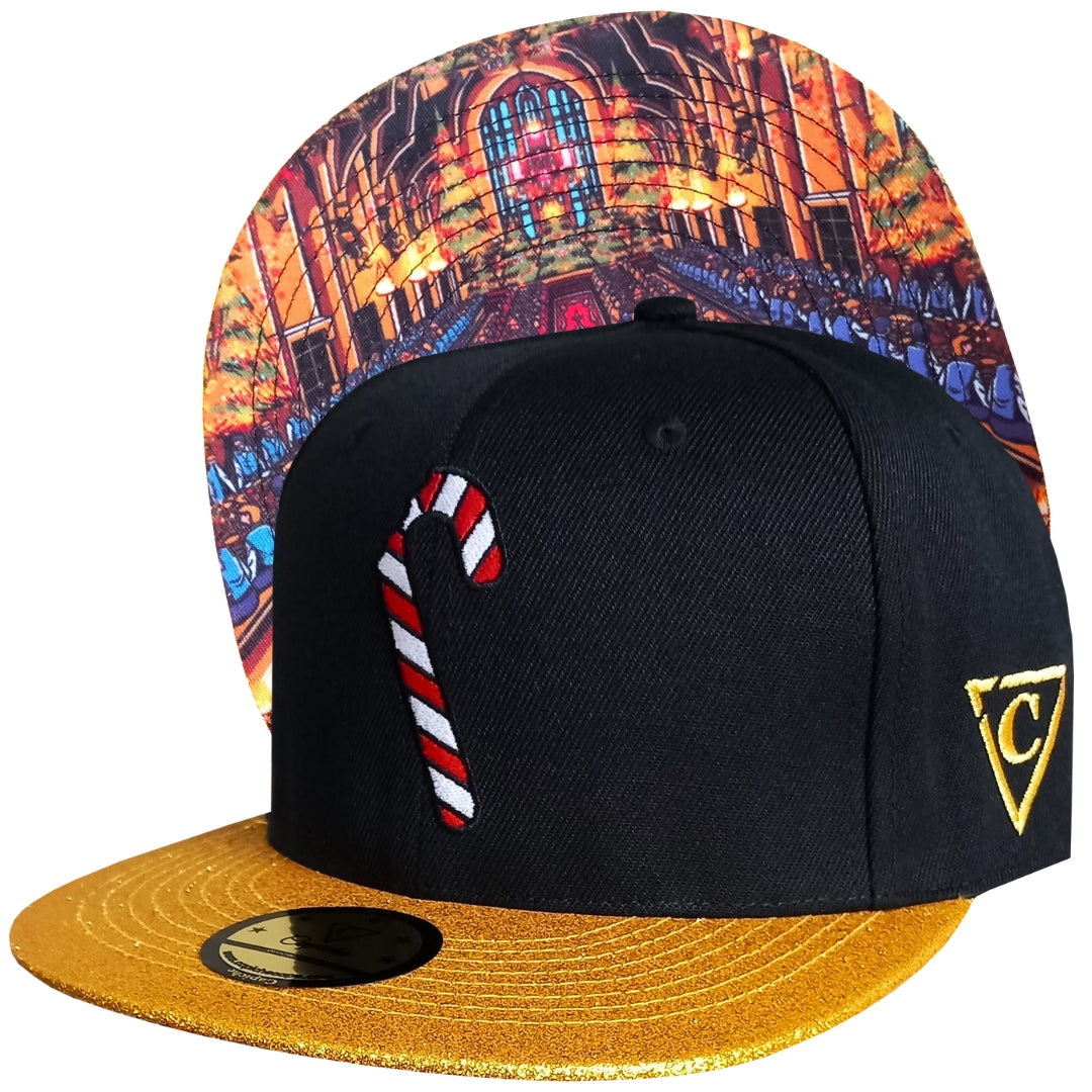 Black Snapback with Gold Glitter Brim from Harry Potter Inspired Collection from Capiche Caps