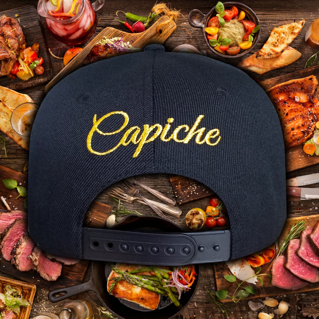 Black Snapback with Gold Glitter Brim from Harry Potter Inspired Collection from Capiche Caps