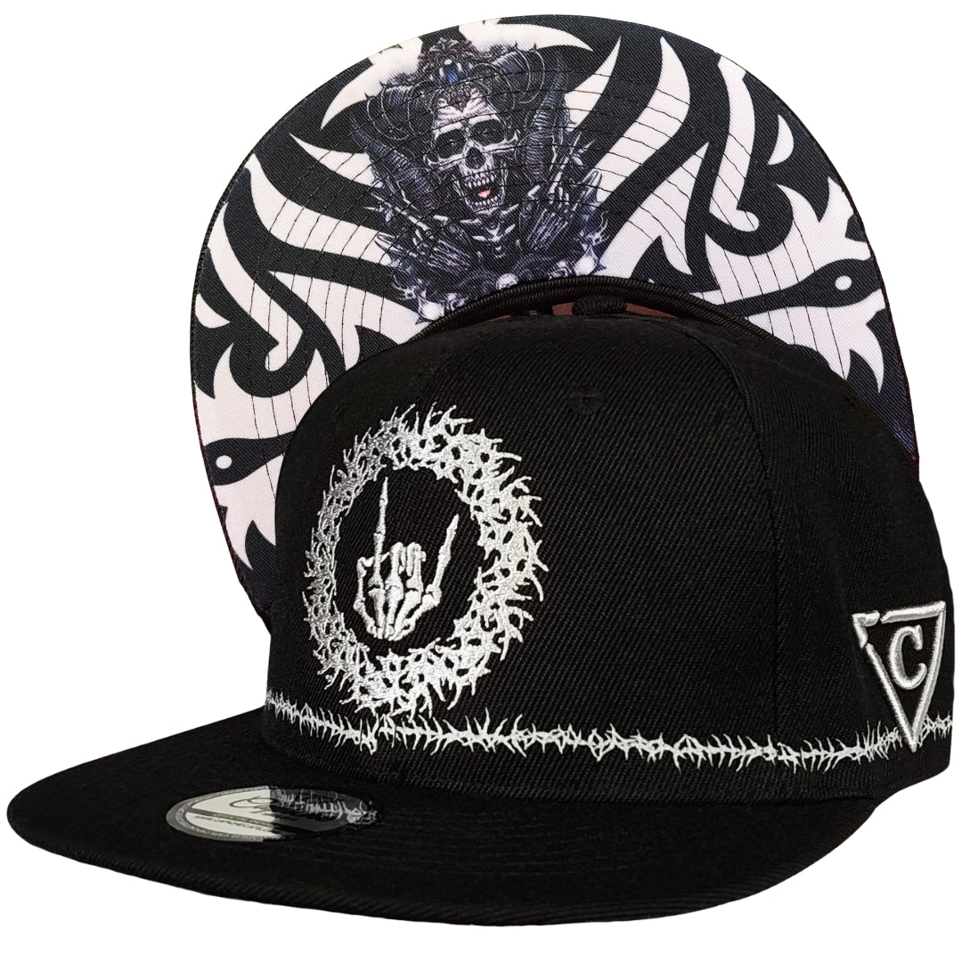 Cappellino Snapback Tribal Skull - Nero/Filo spinato
