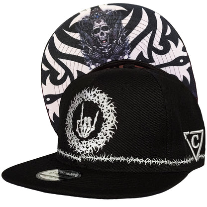 Cappellino Snapback Tribal Skull - Nero/Filo spinato