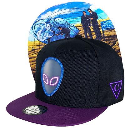 Black Alien Snapback Hat UFO Crash from Capiche Caps