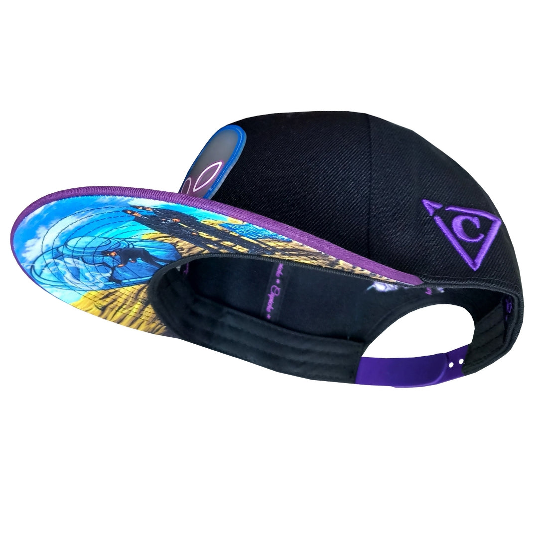 Side View of Black Alien Snapback Hat UFO Crash from Capiche Caps