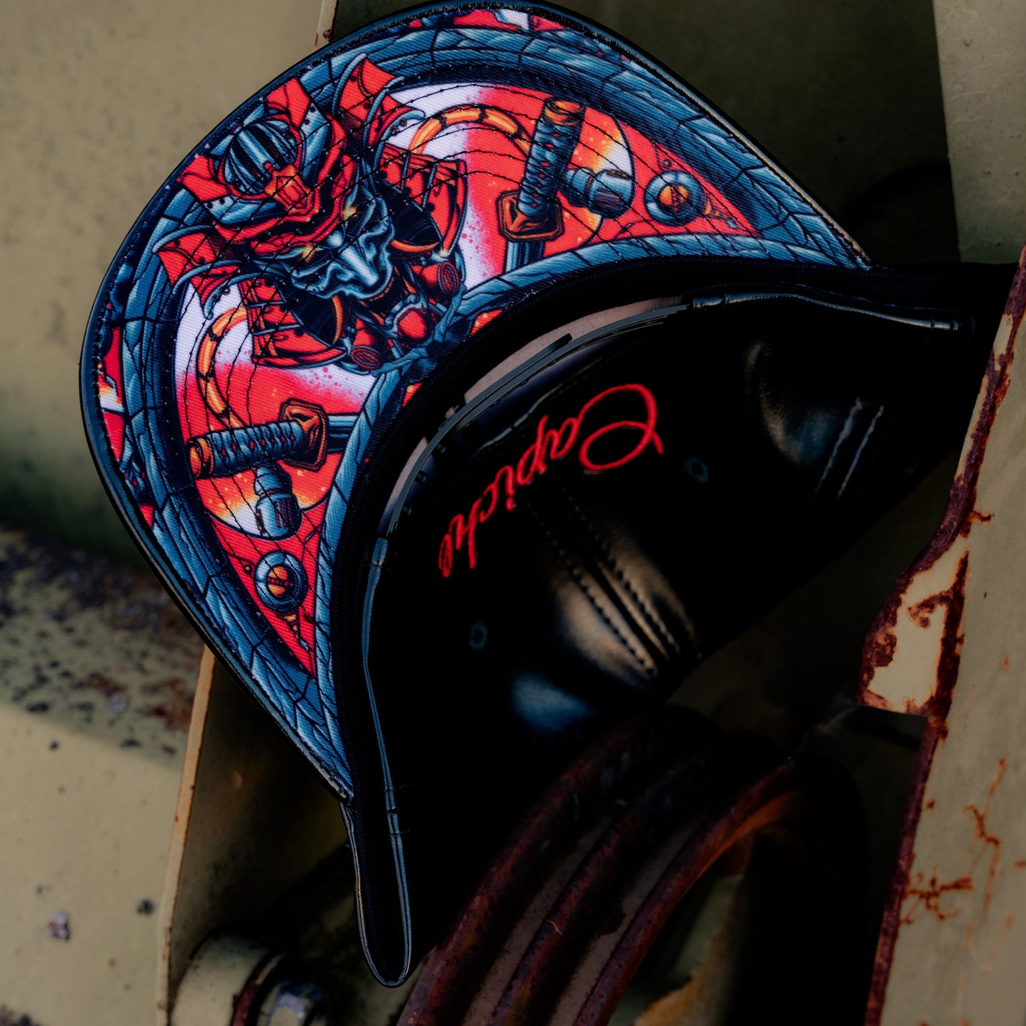 LIMITED EDITION Chrome Samurai Curved Cap - Deep Green Oil Crackling Metallic