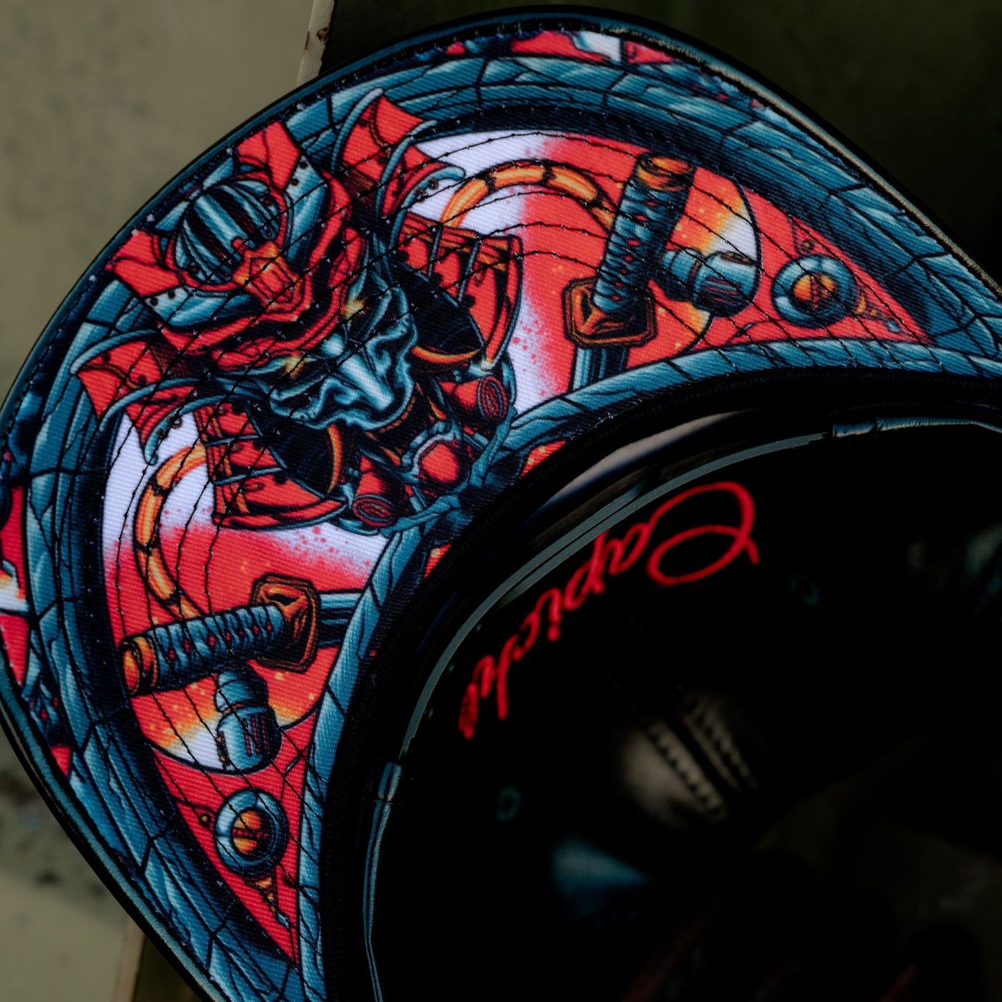 LIMITED EDITION Chrome Samurai Curved Cap - Deep Green Oil Crackling Metallic