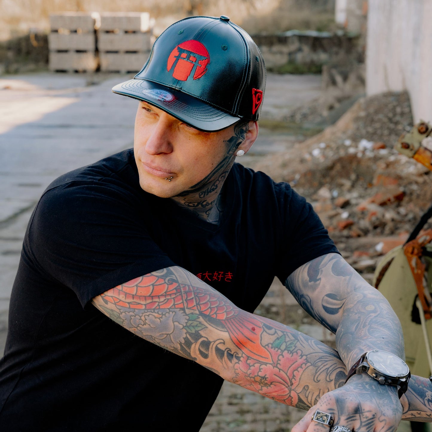 LIMITED EDITION Chrome Samurai Curved Cap - Deep Green Oil Crackling Metallic