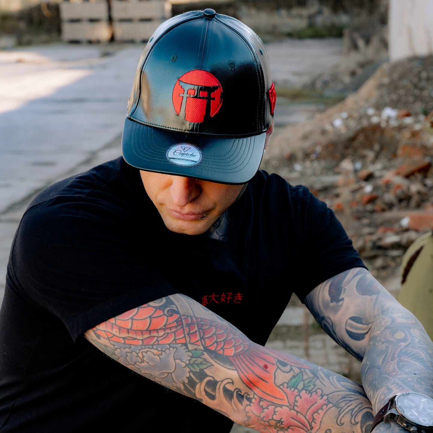 LIMITED EDITION Chrome Samurai Curved Cap - Deep Green Oil Crackling Metallic