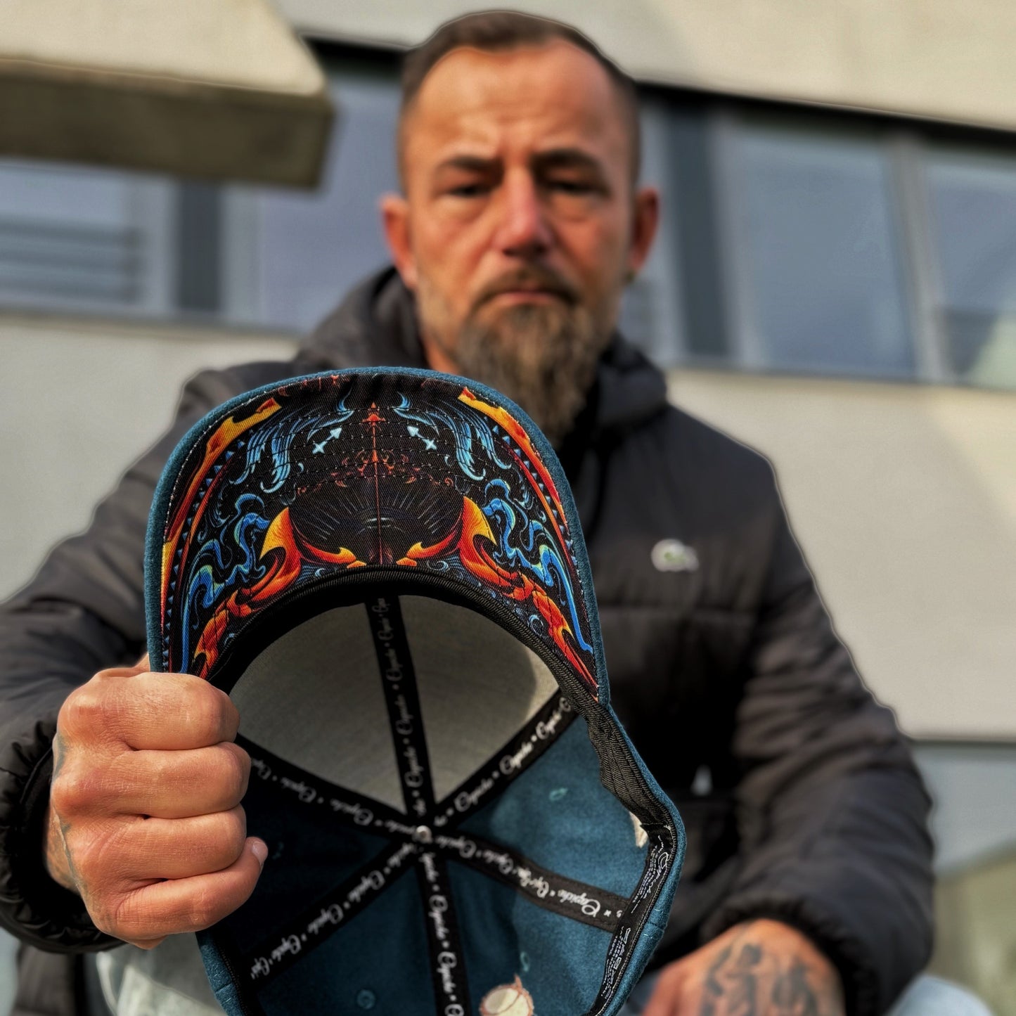 Zodiac Sagittarius Curved Cap - Petrol Blue Felt