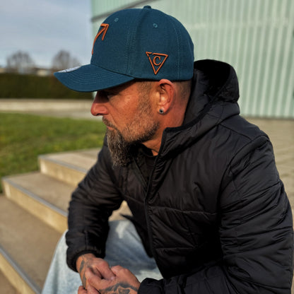 Zodiac Sagittarius Curved Cap - Petrol Blue Felt