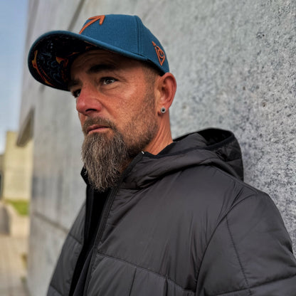 Zodiac Sagittarius Curved Cap - Petrol Blue Felt