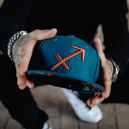 Zodiac Sagittarius Snapback - Petrol Blue Felt