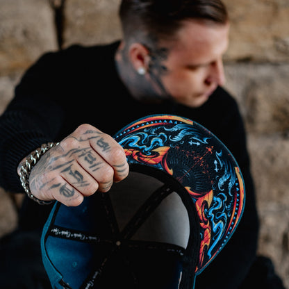 Zodiac Sagittarius Snapback - Petrol Blue Felt