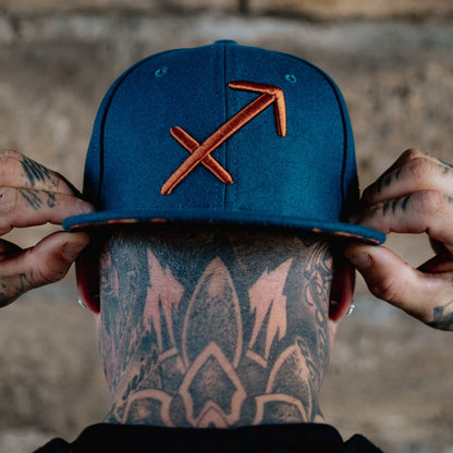 Zodiac Sagittarius Snapback - Petrol Blue Felt