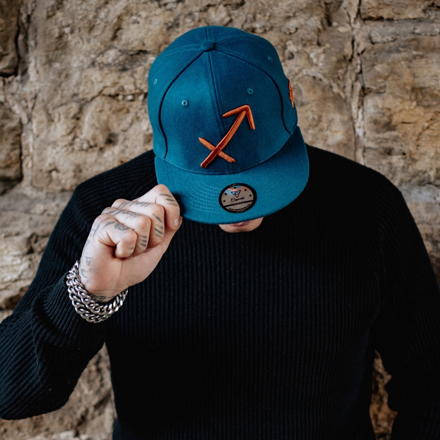Zodiac Sagittarius Snapback - Petrol Blue Felt