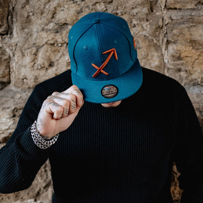 Zodiac Sagittarius Snapback - Petrol Blue Felt