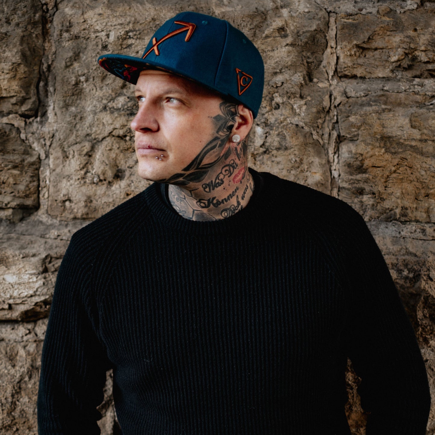 Zodiac Sagittarius Snapback - Petrol Blue Felt